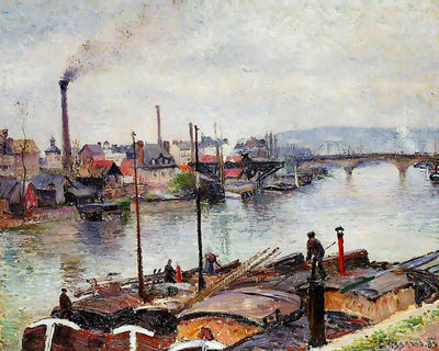 The Port of Rouen Painting by Camille Pissarro 8x10" Art Print (Premium Print)