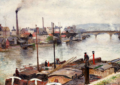 The Port of Rouen 1883 Painting by Camille Pissarro Art Print (6 Sizes)