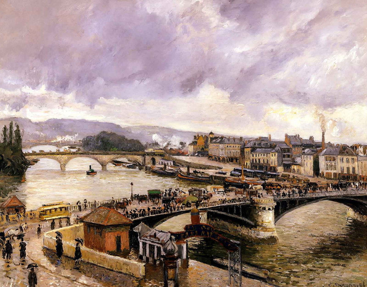 The Pont Boieldieu, Rouen, Rain Effect Art Print 1896 by Pissarro (6 Sizes)