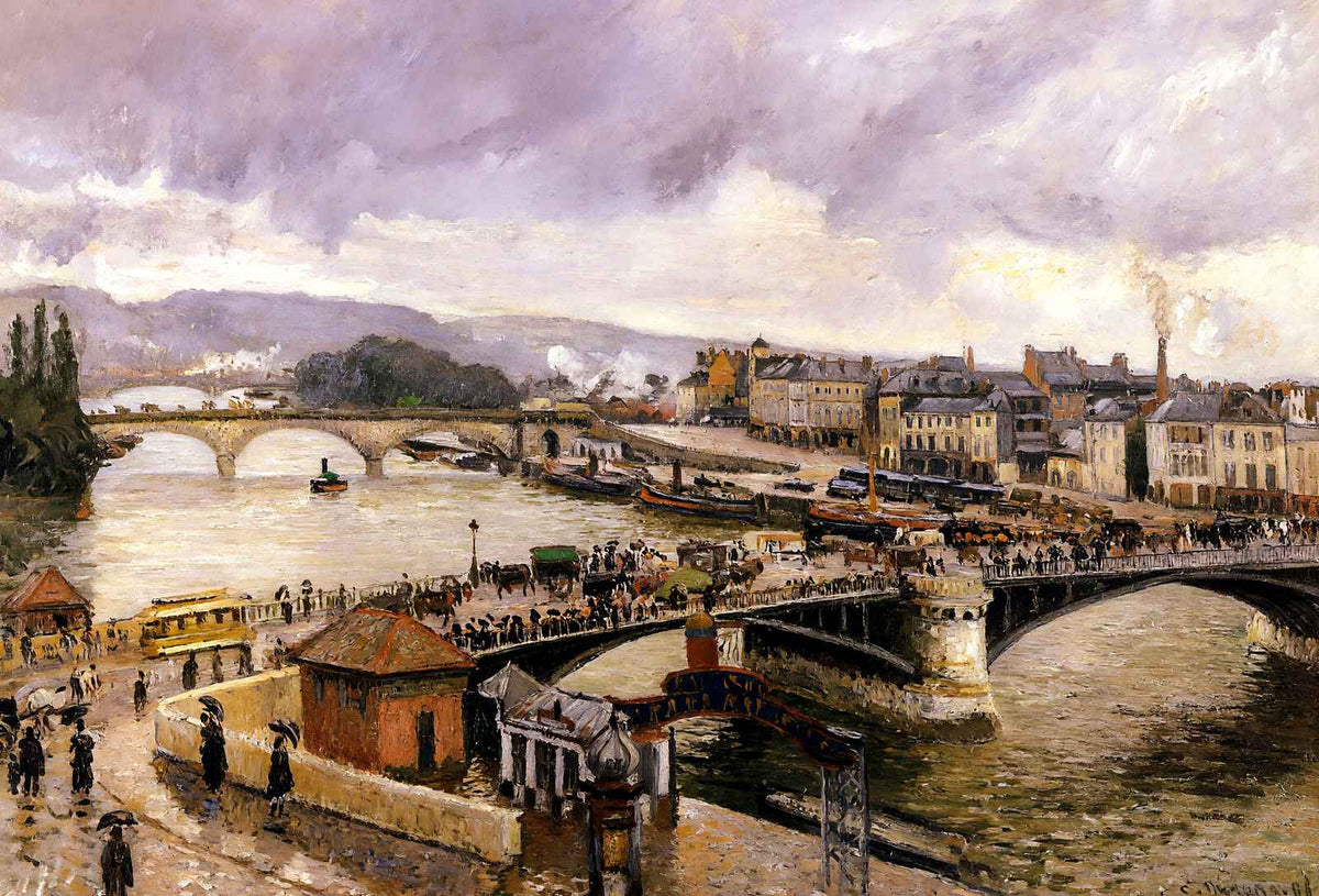 The Pont Boieldieu, Rouen, Rain Effect Art Print 1896 by Pissarro (6 Sizes)