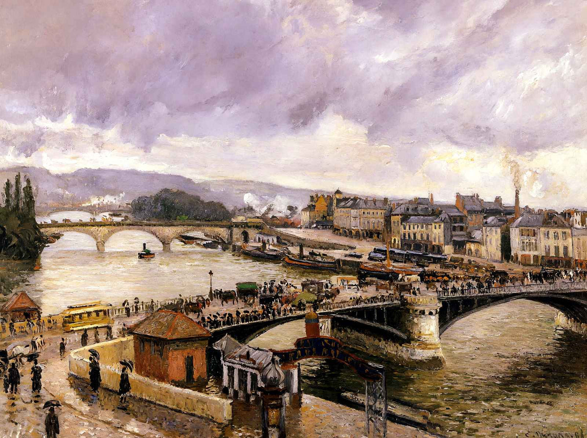 The Pont Boieldieu, Rouen, Rain Effect Art Print 1896 by Pissarro (6 Sizes)