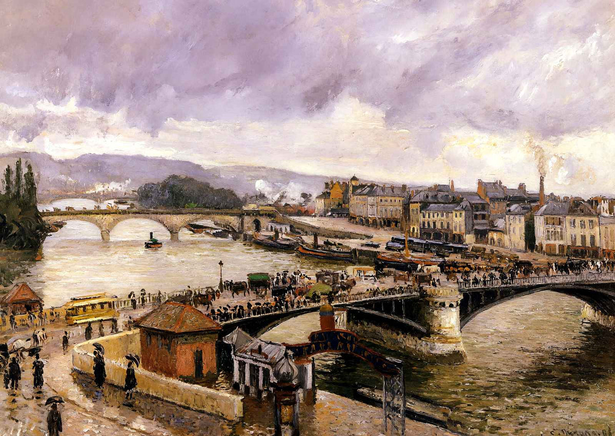 The Pont Boieldieu, Rouen, Rain Effect Art Print 1896 by Pissarro (6 Sizes)