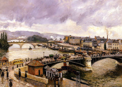 The Pont Boieldieu, Rouen, Rain Effect Art Print 1896 by Pissarro (6 Sizes)
