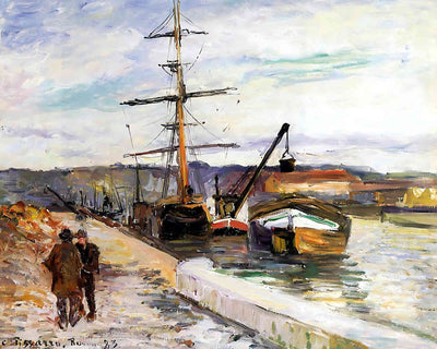 The Port of Rouen Painting by Camille Pissarro 8x10" Art Print (Archival Paper)