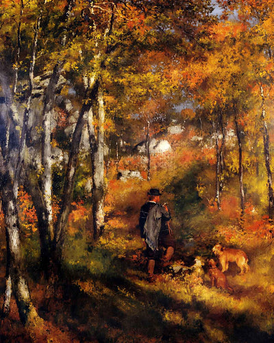 The Painter Jules Le Coeur Walking His Dogs in the Forest of Fontainebleau art print by Pierre-Auguste Renoir (1866)