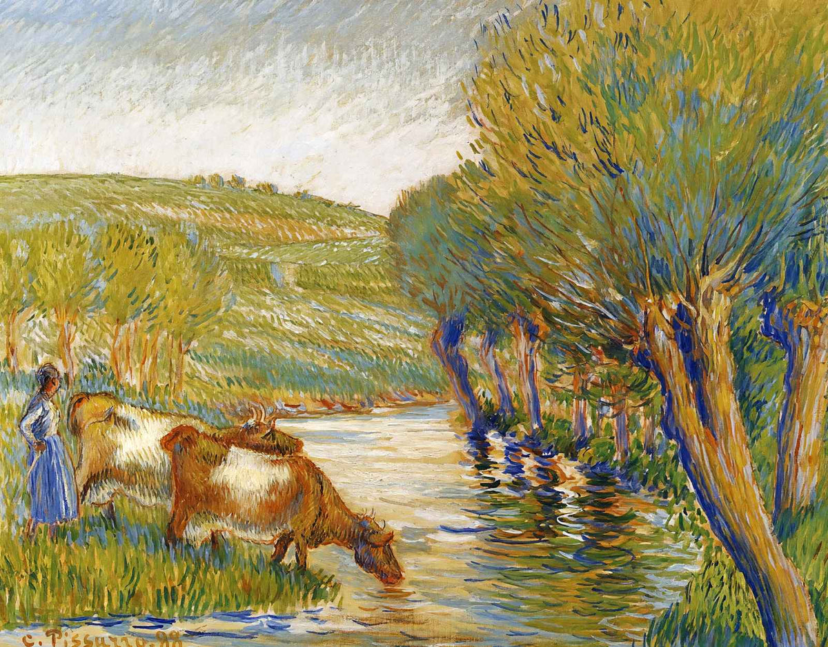 The River and Willows, Eragny 1888 by Camille Pissarro Art Print (6 Sizes)