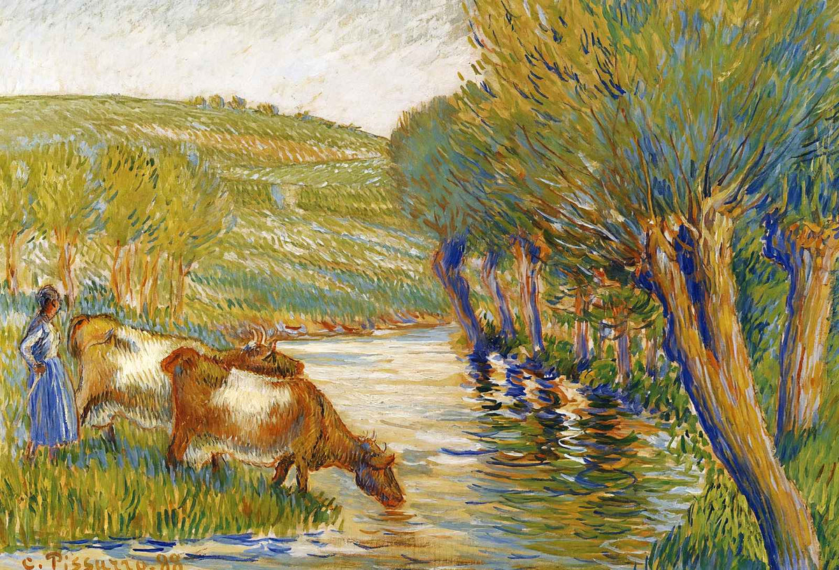 The River and Willows, Eragny 1888 by Camille Pissarro Art Print (6 Sizes)