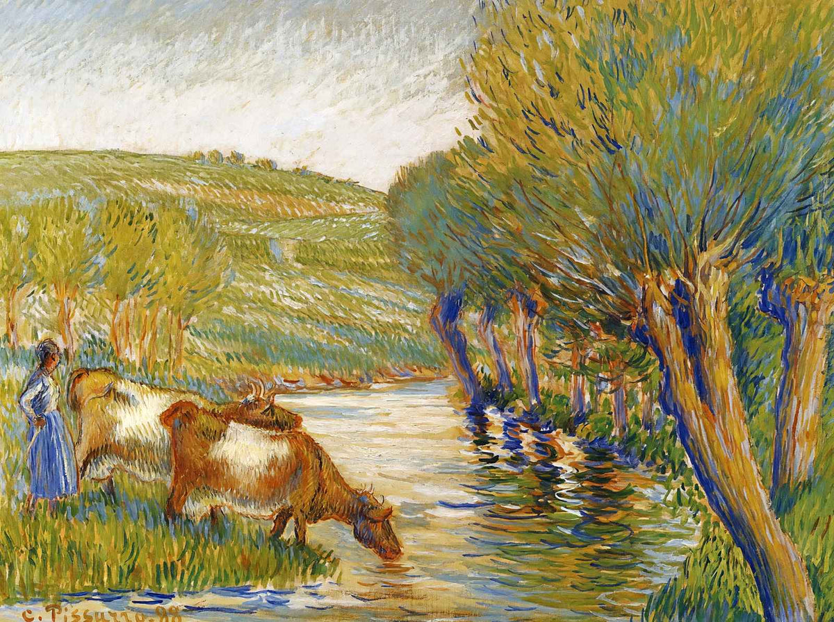 The River and Willows, Eragny 1888 by Camille Pissarro Art Print (6 Sizes)