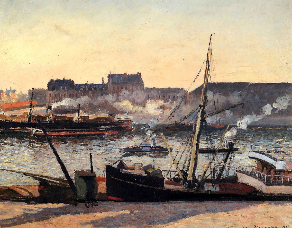The Docks, Rouen, Afternoon 1898 by Camille Pissarro Art Print (6 Sizes)