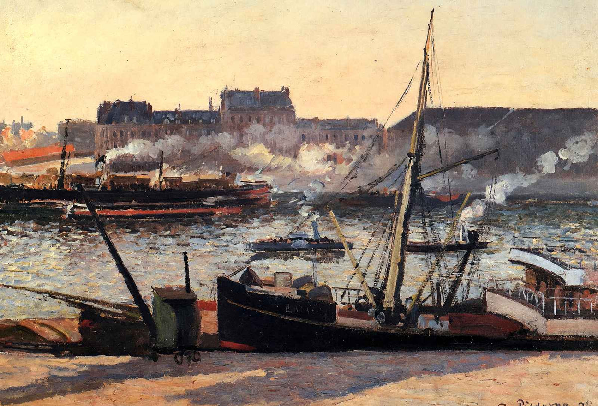 The Docks, Rouen, Afternoon 1898 by Camille Pissarro Art Print (6 Sizes)