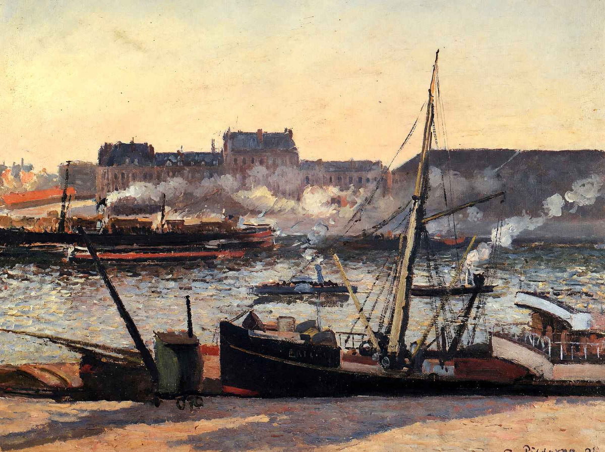 The Docks, Rouen, Afternoon 1898 by Camille Pissarro Art Print (6 Sizes)
