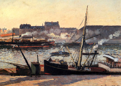 The Docks, Rouen, Afternoon 1898 by Camille Pissarro Art Print (6 Sizes)