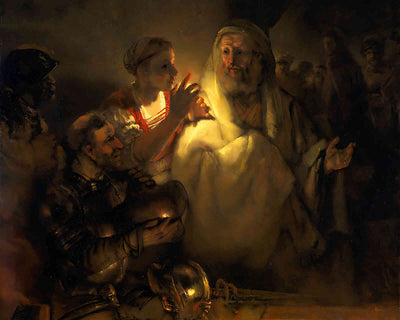 The Denial of Peter Painting by Rembrandt 8x10" Art Print (Premium Print)