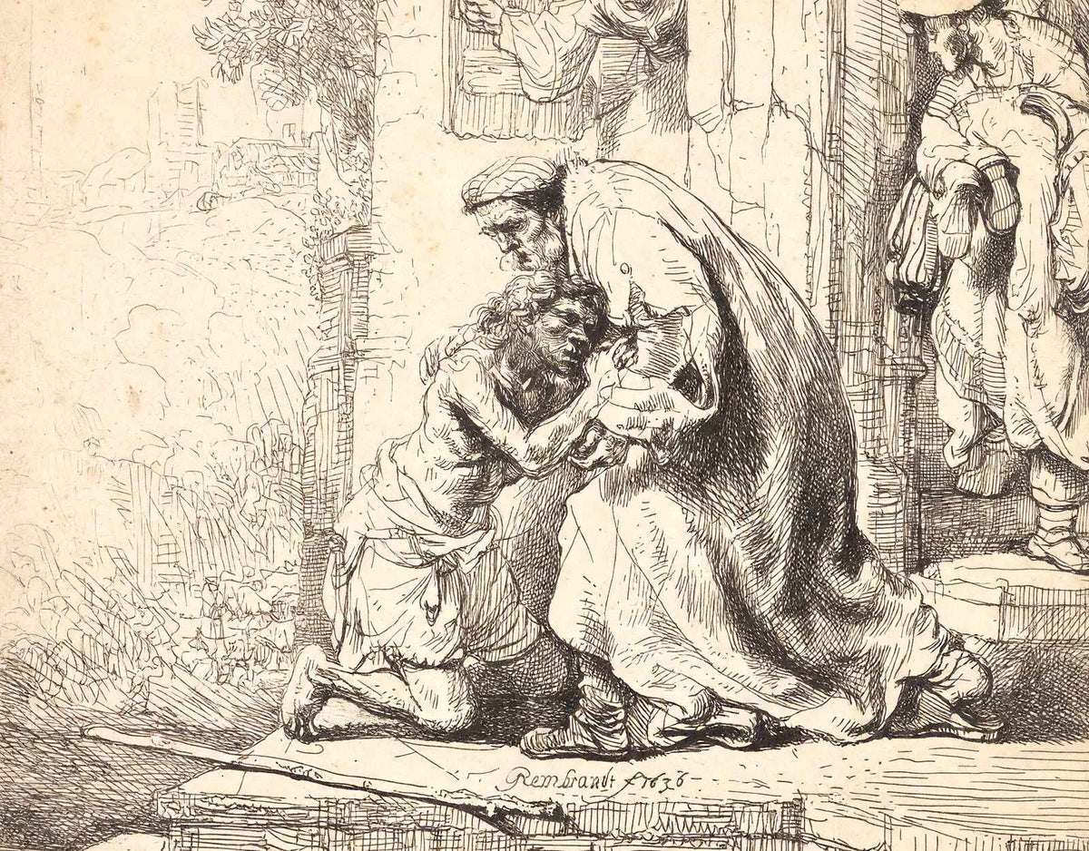 The Return of the Prodigal Son Art Print 1636 Drawing by Rembrandt (6 Sizes)