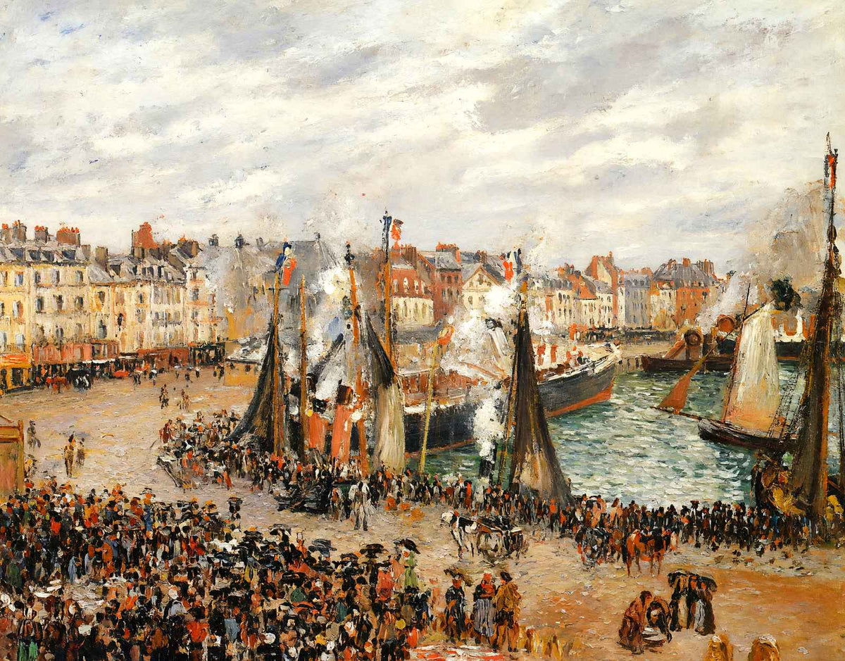 Fishmarket, Dieppe, Grey Weather, Morning Art Print 1902 by Pissarro (6 Sizes)