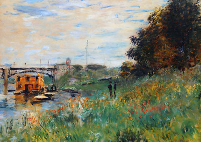 Banks of the Seine at the Argenteuil Bridge 1874 by Monet Art Print (6 Sizes)