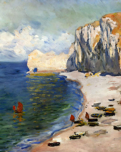 The Beach and the Falaise d'Amont art print by Claude Monet (1885)