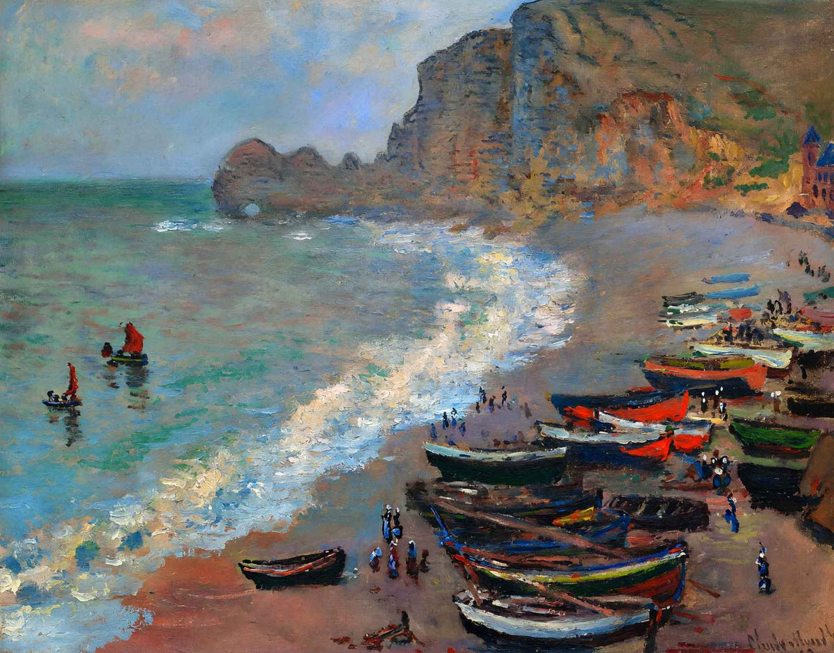 The Beach at Etretat 1883 Painting by Claude Monet Fine Art Print (6 Sizes)