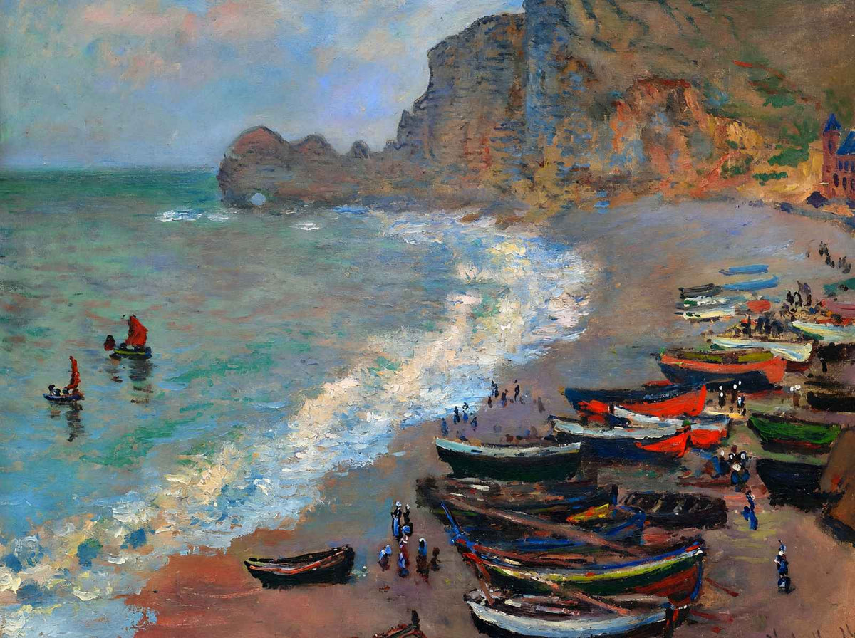 The Beach at Etretat 1883 Painting by Claude Monet Fine Art Print (6 Sizes)