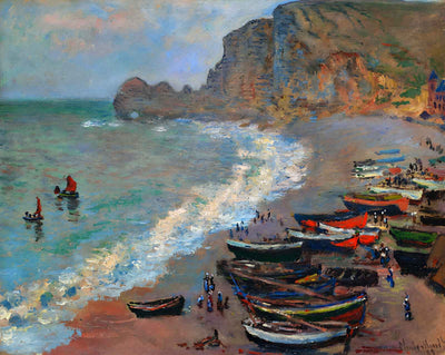 The Beach at Etretat painting print by Claude Monet (1883)