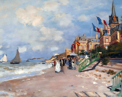 The Boardwalk on the Beach at Trouville art print by Claude Monet (1870)