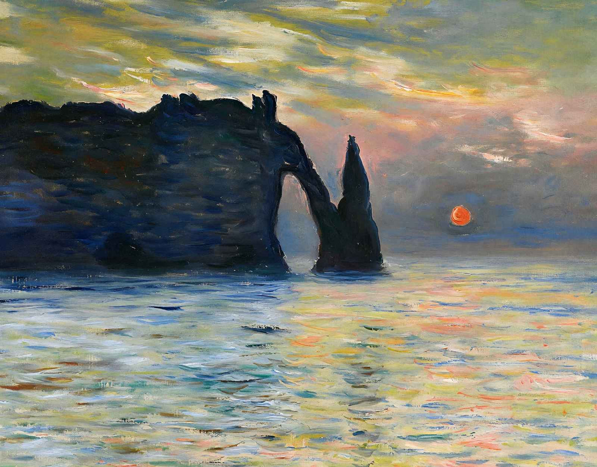 The Cliff, Étretat, Sunset Art Print Painting by Claude Monet (6 Sizes)