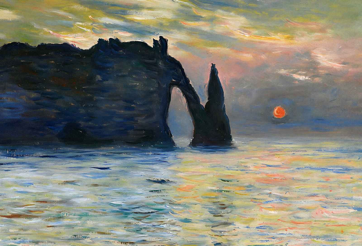 The Cliff, Étretat, Sunset Art Print Painting by Claude Monet (6 Sizes)