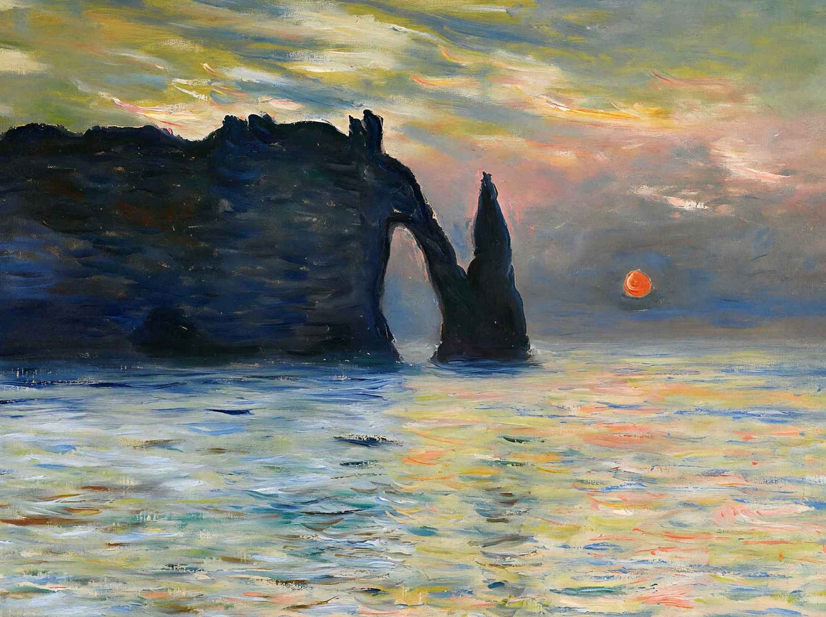 The Cliff, Étretat, Sunset Art Print Painting by Claude Monet (6 Sizes)