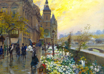 Flower Market (at the Quai de la Corse in Paris) Art Print by Stein (6 Sizes)