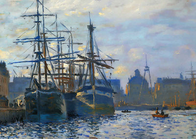 The Havre, the trade bassin Art Print 1874 Painting by Claude Monet (6 Sizes)