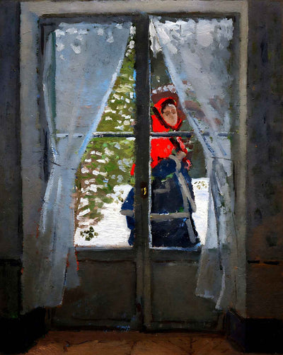 The Red Cape (Madame Monet) painting by Claude Monet (1870)