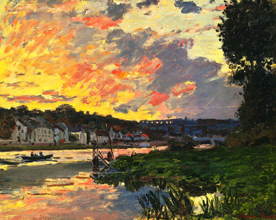 The Seine at Bougival in the Evening fine art print by Claude Monet (1869)
