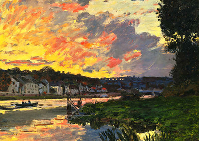 The Seine at Bougival in the Evening 1869 by Claude Monet Art Print (6 Sizes)