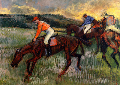 Three Jockeys Art Print 1900 Painting by Edgar Degas (6 Sizes) - Enhanced