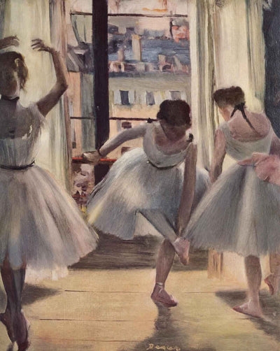 Three Dancers in an Exercise Hall fine art print by Edgar Degas (1880)