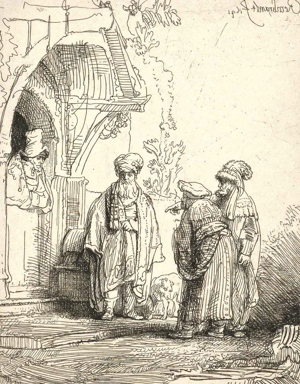 Three Oriental Figures 1641 Drawing by Rembrandt Art Print (6 Sizes)