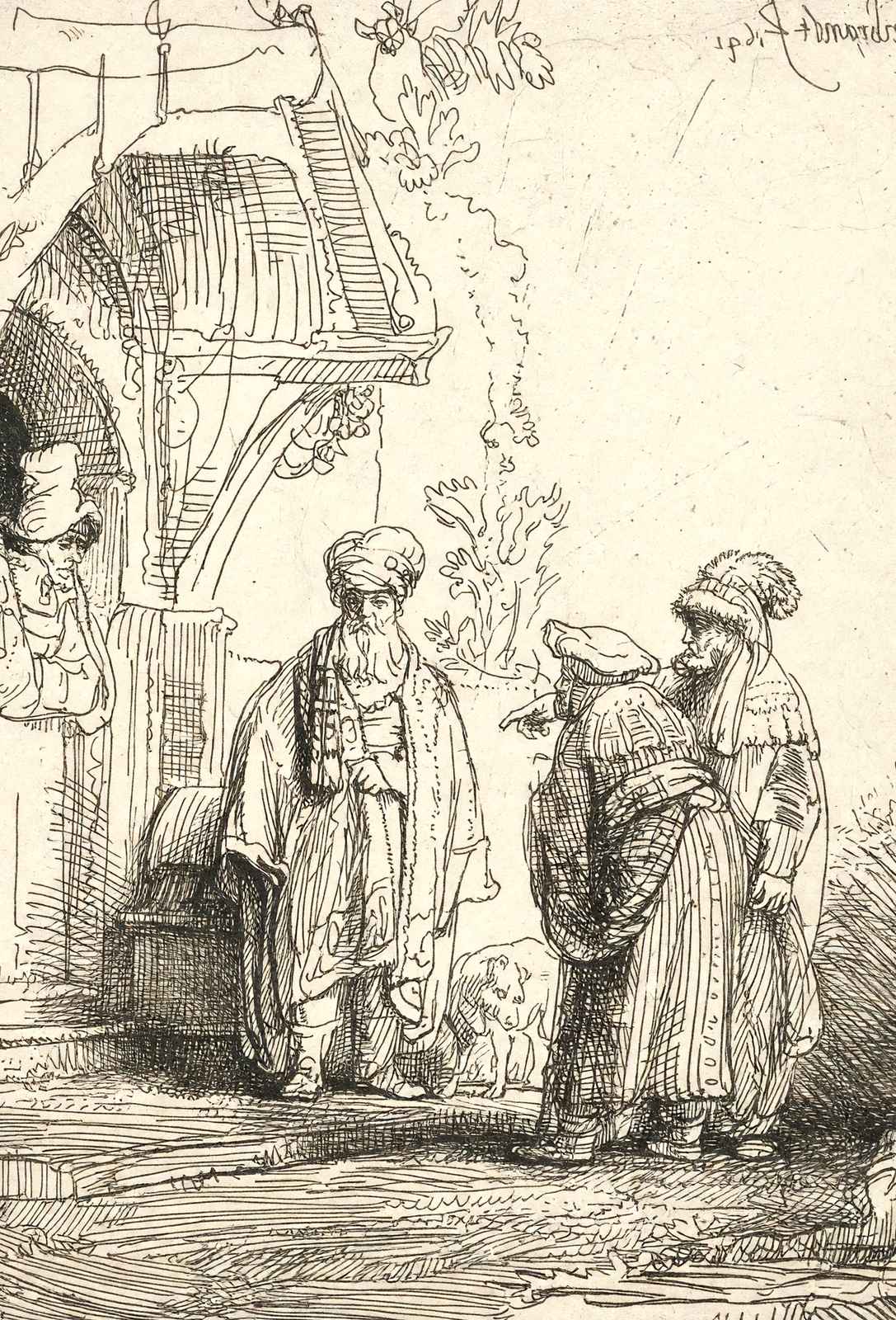 Three Oriental Figures 1641 Drawing by Rembrandt Art Print (6 Sizes)