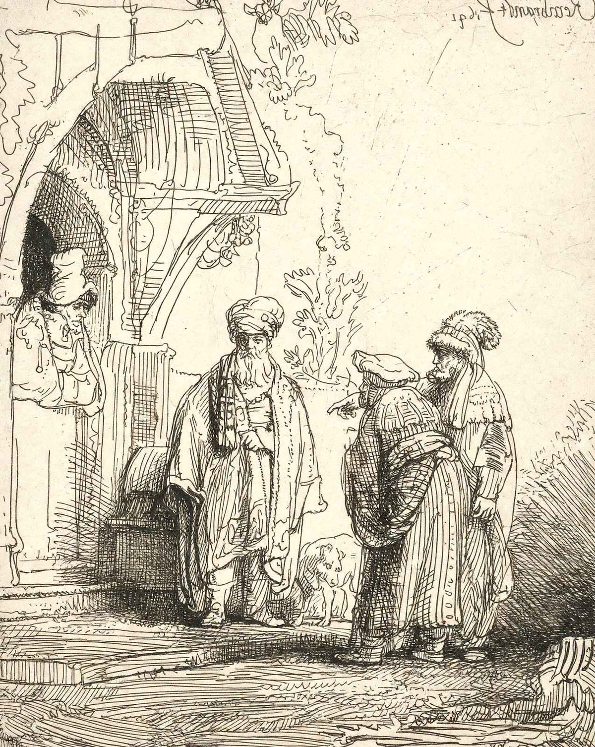 Three Oriental Figures (Jacob and Laban) art print by Rembrandt (1641)