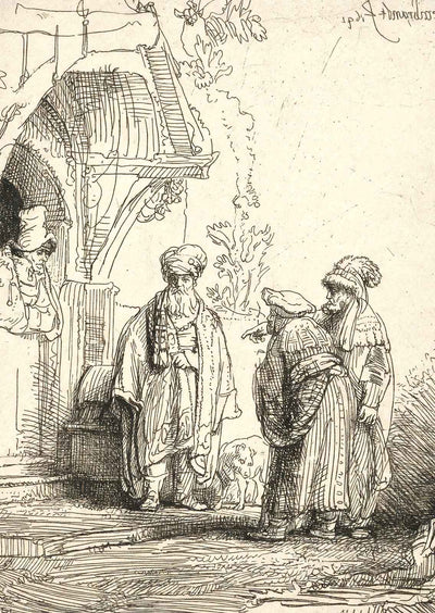 Three Oriental Figures 1641 Drawing by Rembrandt Art Print (6 Sizes)