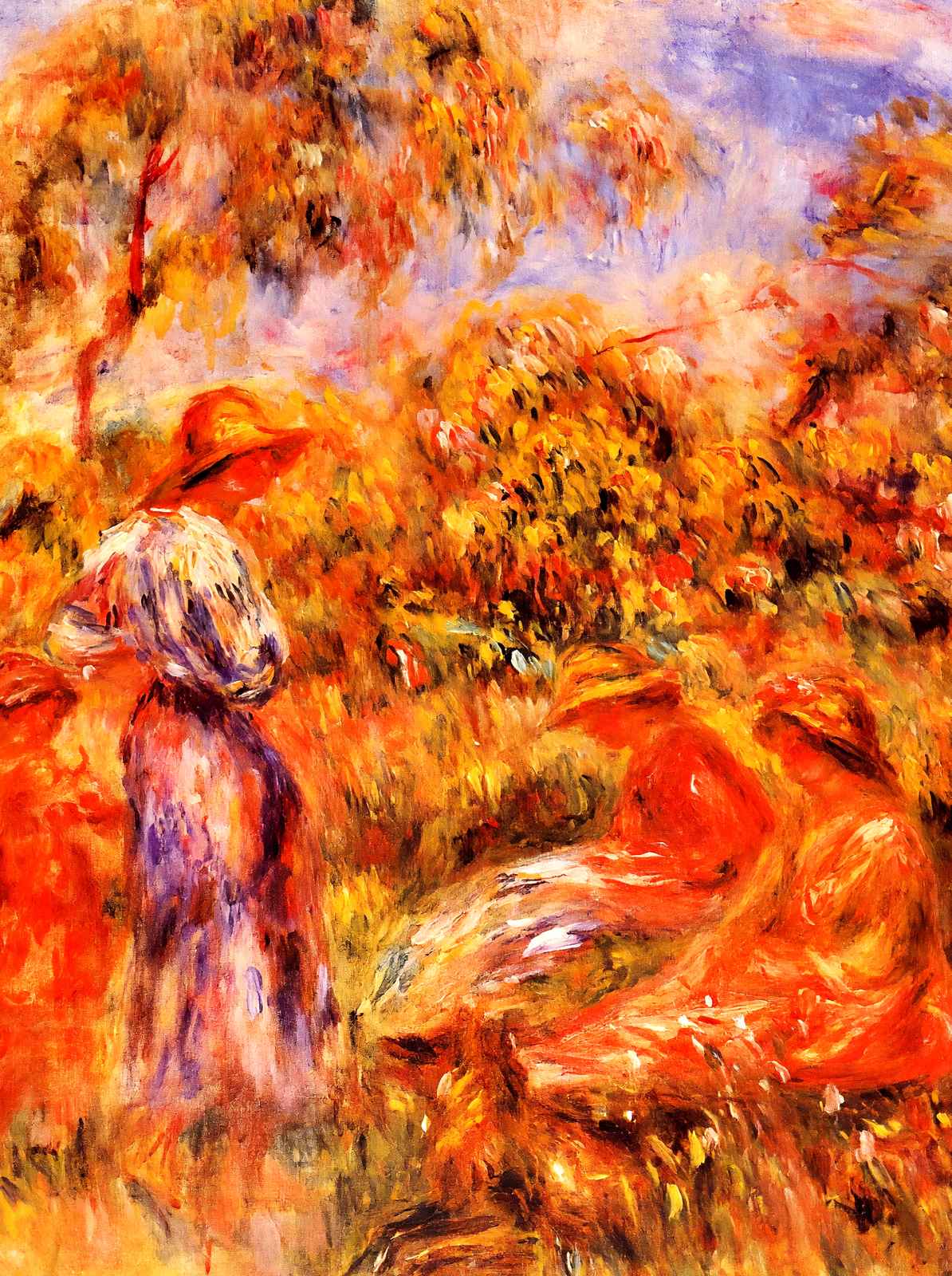 Three Women and Child in a Landscape 1918 by Renoir Art Print (6 Sizes)