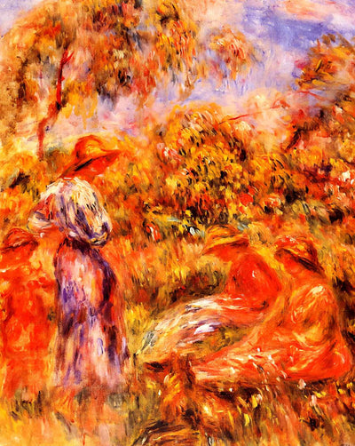 Three Women and Child in a Landscape art print by Pierre-Auguste Renoir (1918)