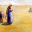 Three Women Cutting Grass art print by Camille Pissarro (1886)