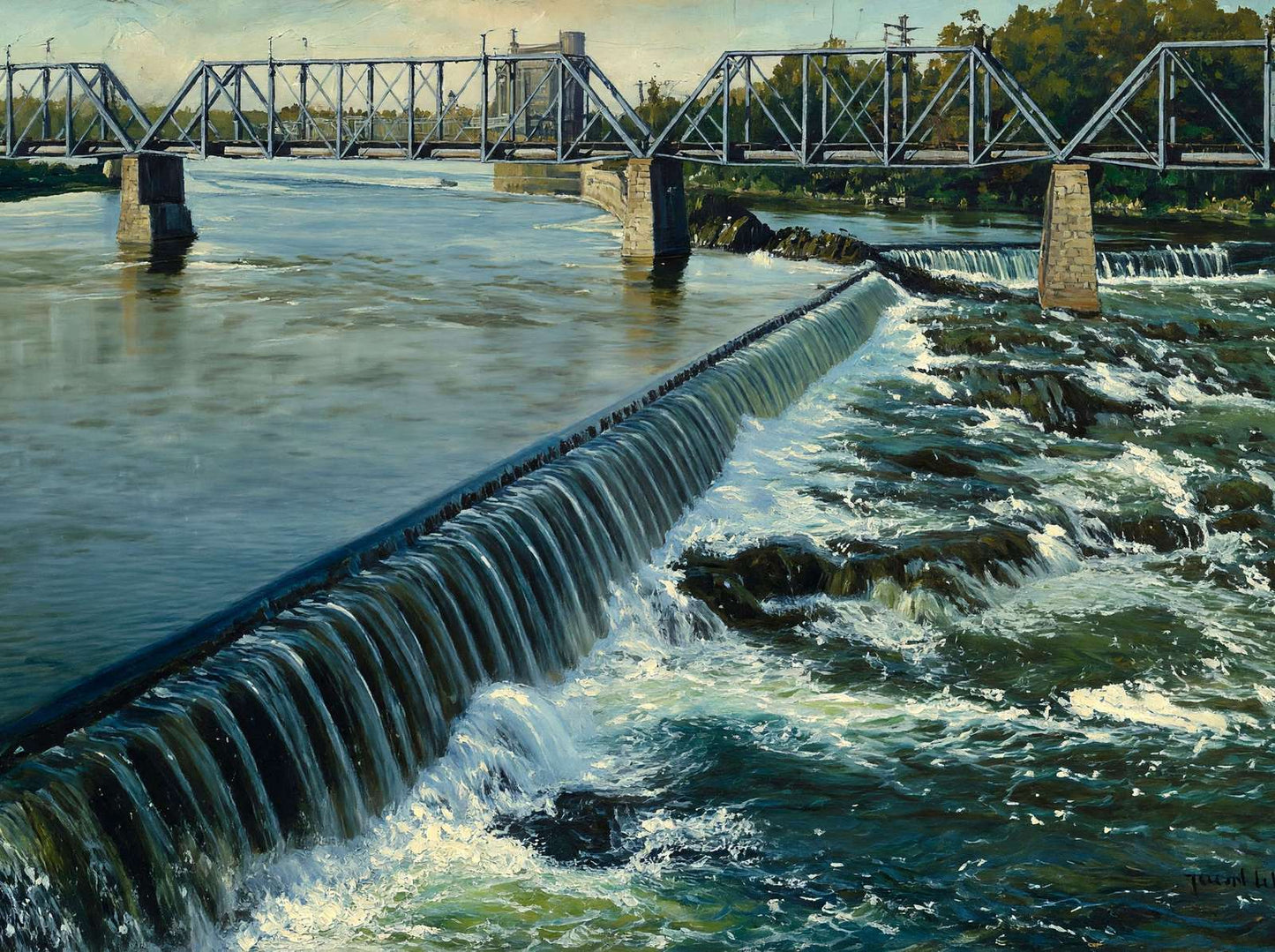 Ticonic Falls Waterville Maine in 1905 Art Print (7 Sizes) - Retouched