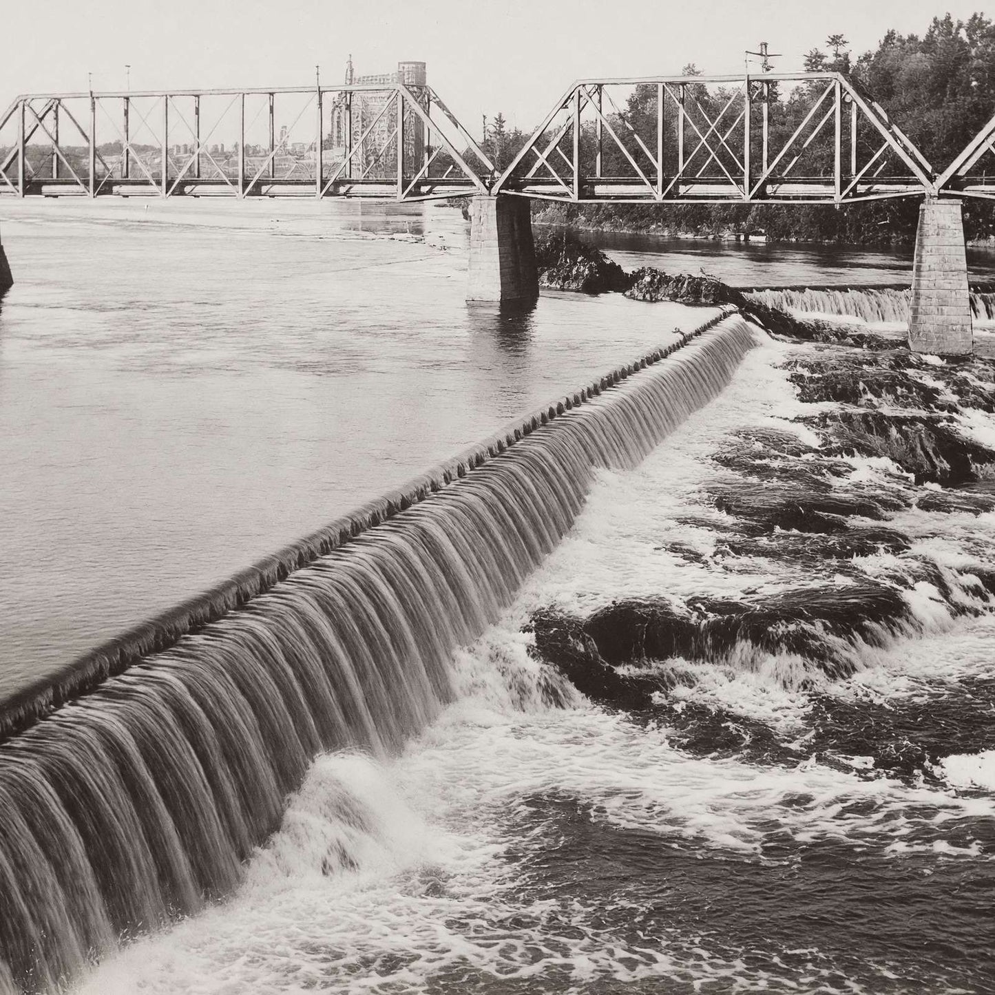 Ticonic Falls Waterville Maine in 1905 Restored Photo Print (7 Sizes)