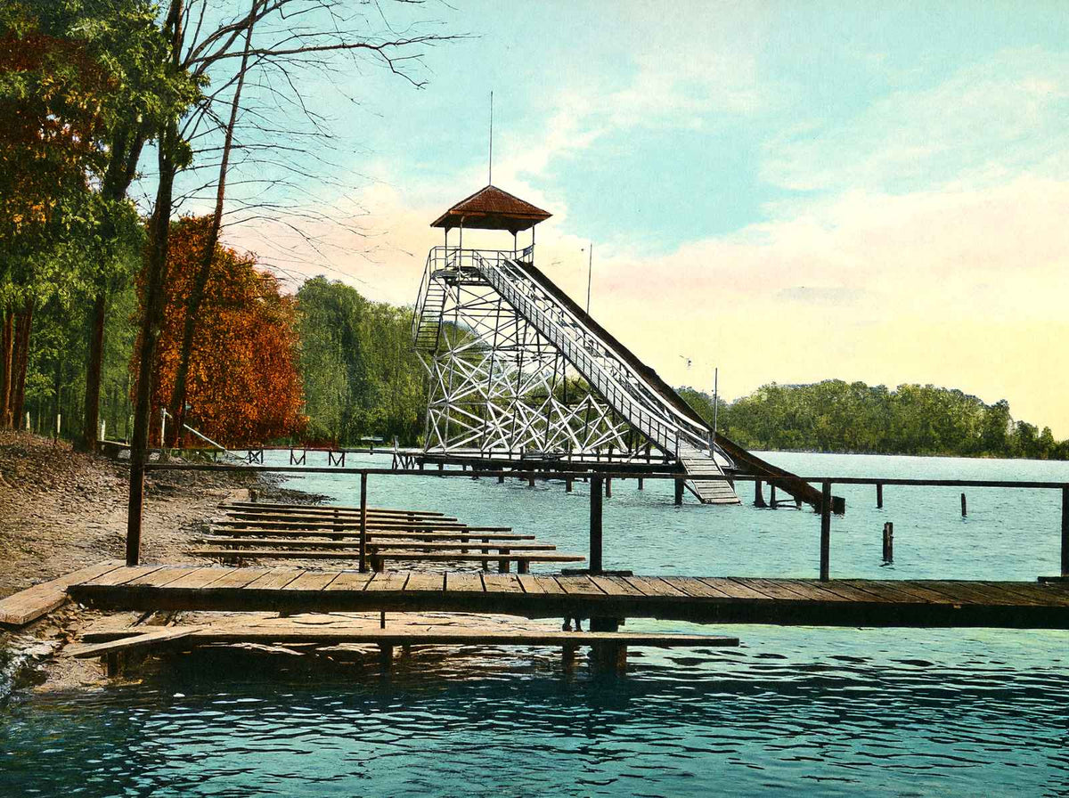The Toboggan Silver Lake Akron in 1907 Vintage Print (7 Sizes) - Premium Print