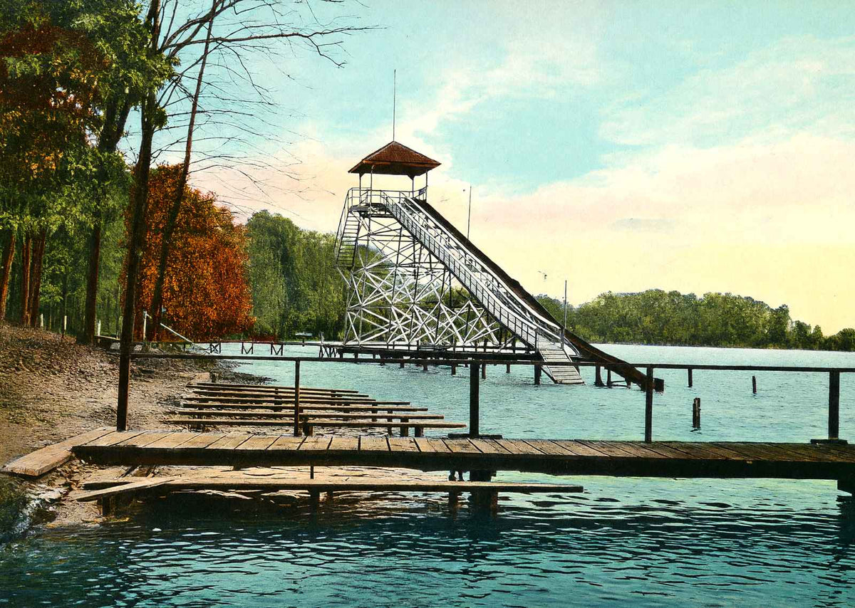 The Toboggan Silver Lake Akron in 1907 Vintage Print (7 Sizes) - Premium Print