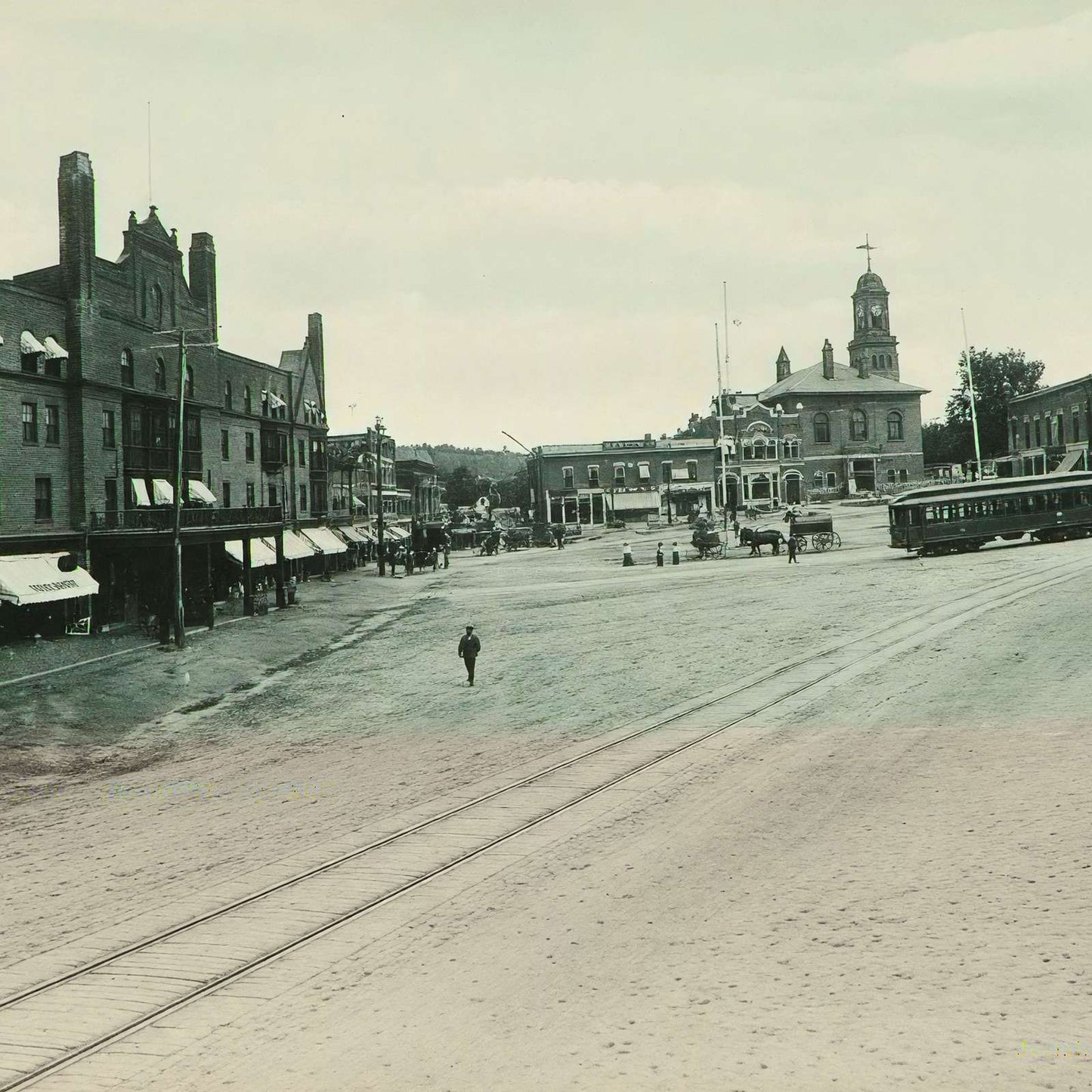 Tremont Square Claremont NH in 1905 Vintage Print (7 Sizes) - High Quality