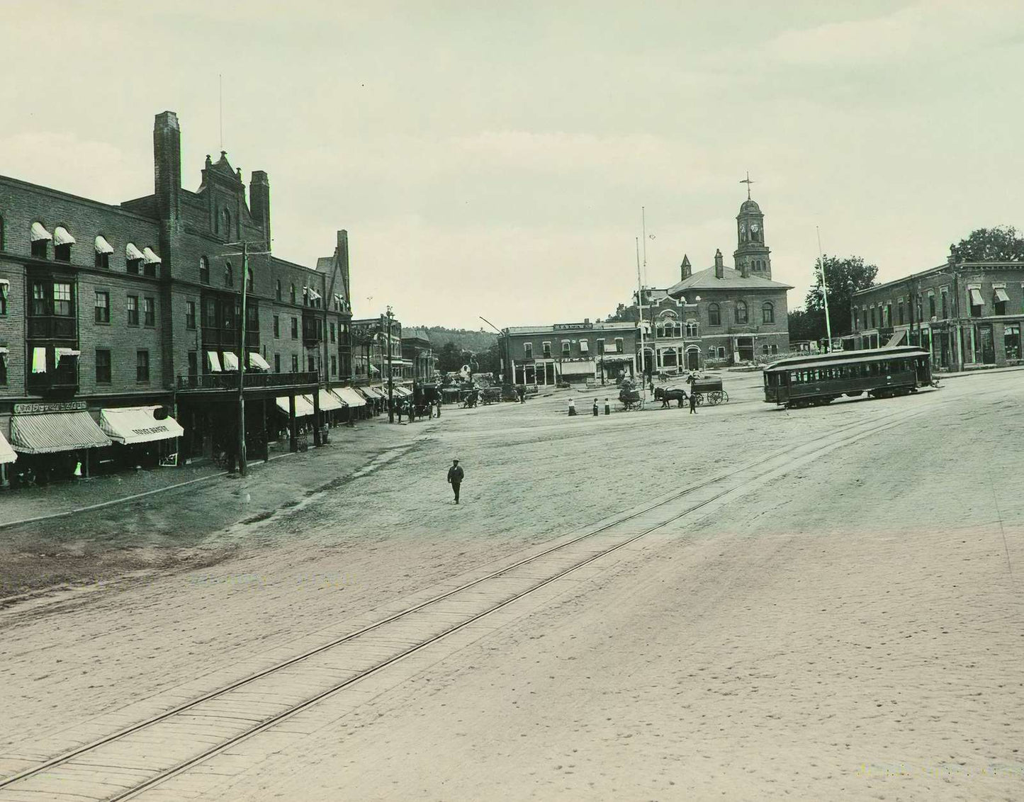Tremont Square Claremont NH in 1905 Vintage Print (7 Sizes) - High Quality