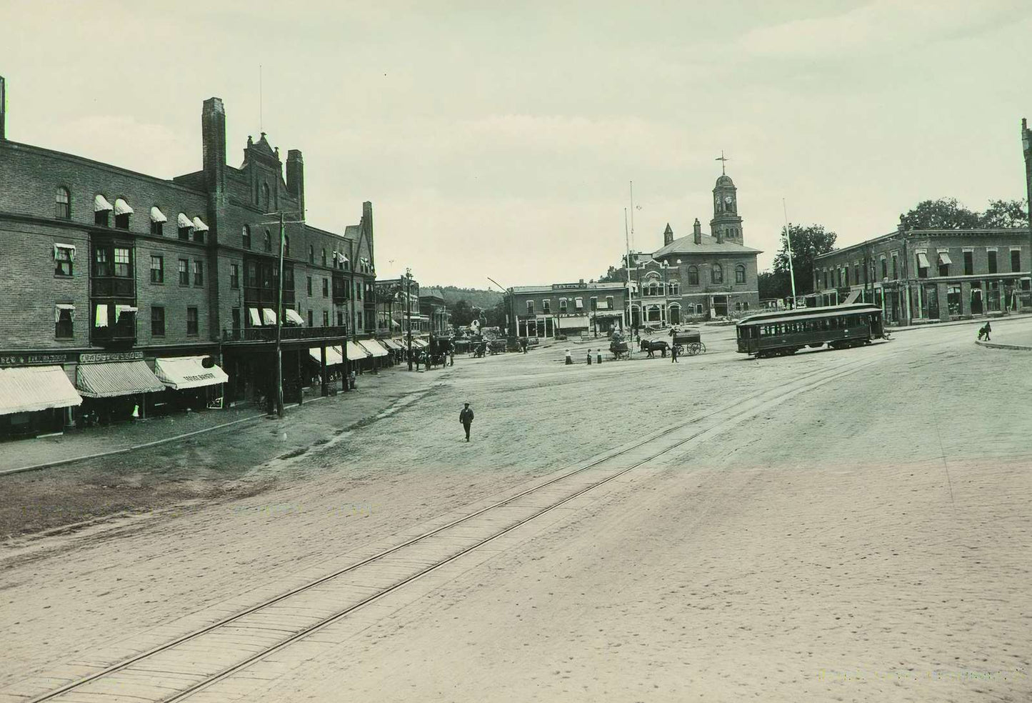 Tremont Square Claremont NH in 1905 Vintage Print (7 Sizes) - High Quality