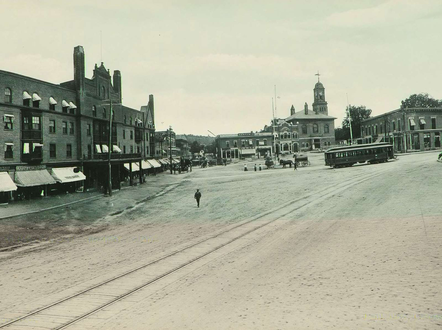 Tremont Square Claremont NH in 1905 Vintage Print (7 Sizes) - High Quality